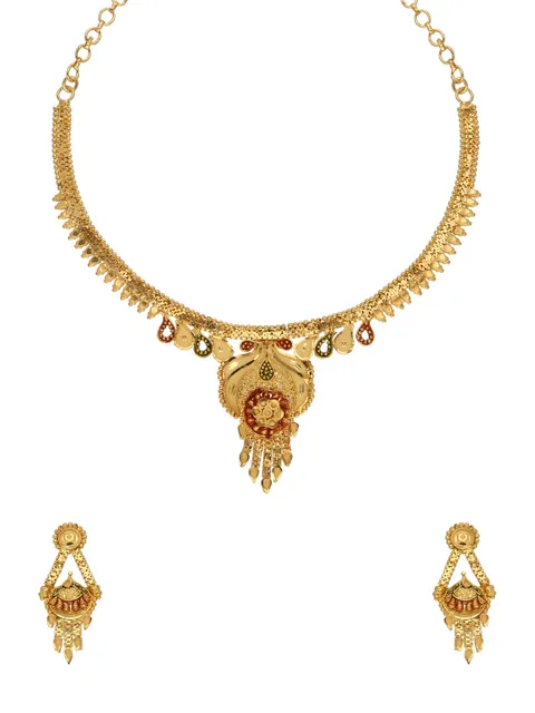 Traditional Forming Gold Necklace Set - A4312RG