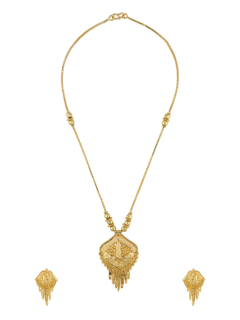 Traditional Forming Gold Long Necklace Set - A1127