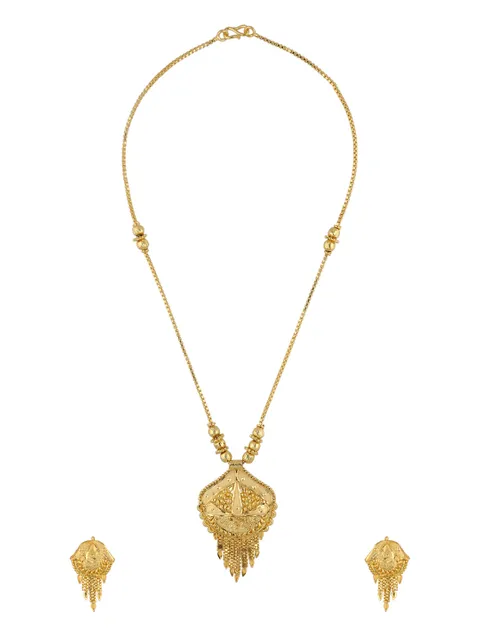 Traditional Forming Gold Long Necklace Set - A1127