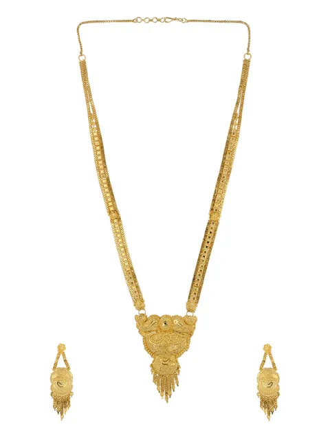 Traditional Forming Gold Long Necklace Set - A1119