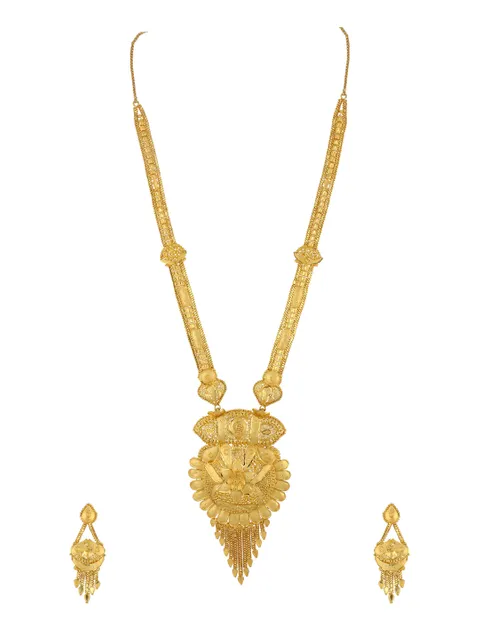 Traditional Forming Gold Long Necklace Set - A1112