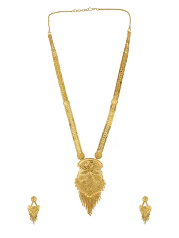 Traditional Forming Gold Long Necklace Set - A1114