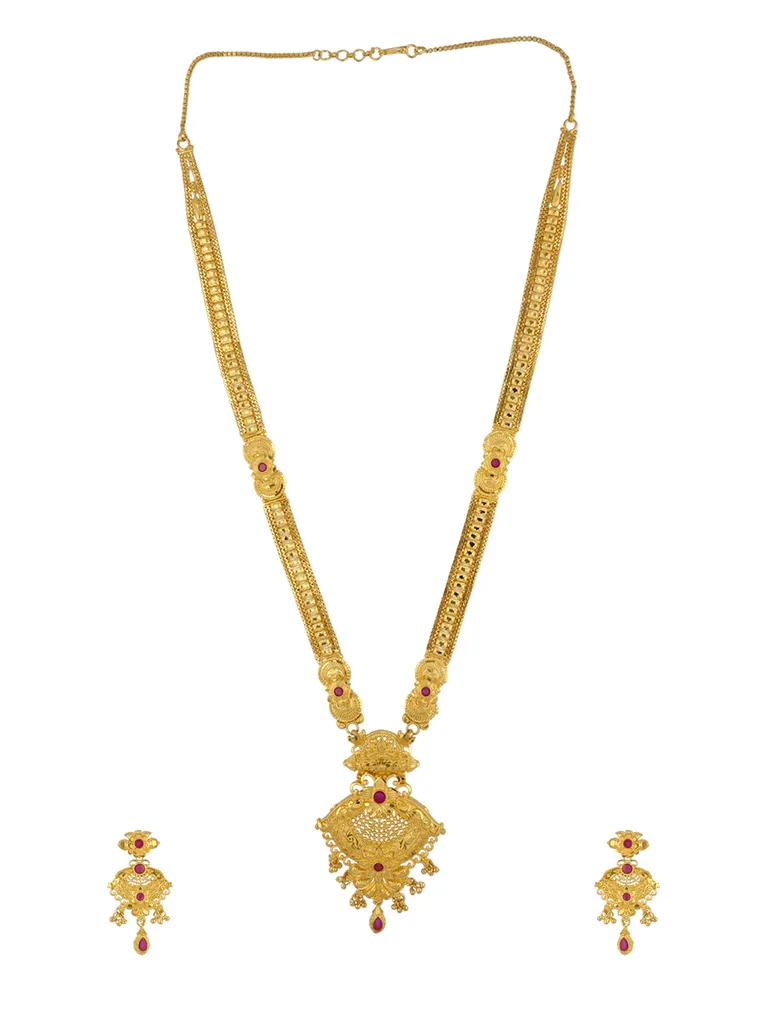 Traditional Forming Gold Long Necklace Set - A1406