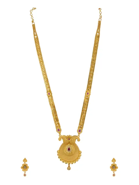 Traditional Forming Gold Long Necklace Set - A4104