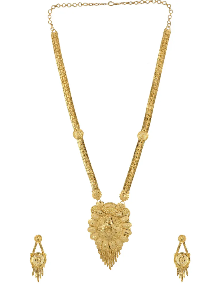 Traditional Forming Gold Long Necklace Set - A4308