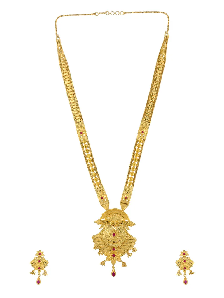 Traditional Forming Gold Long Necklace Set - A1118