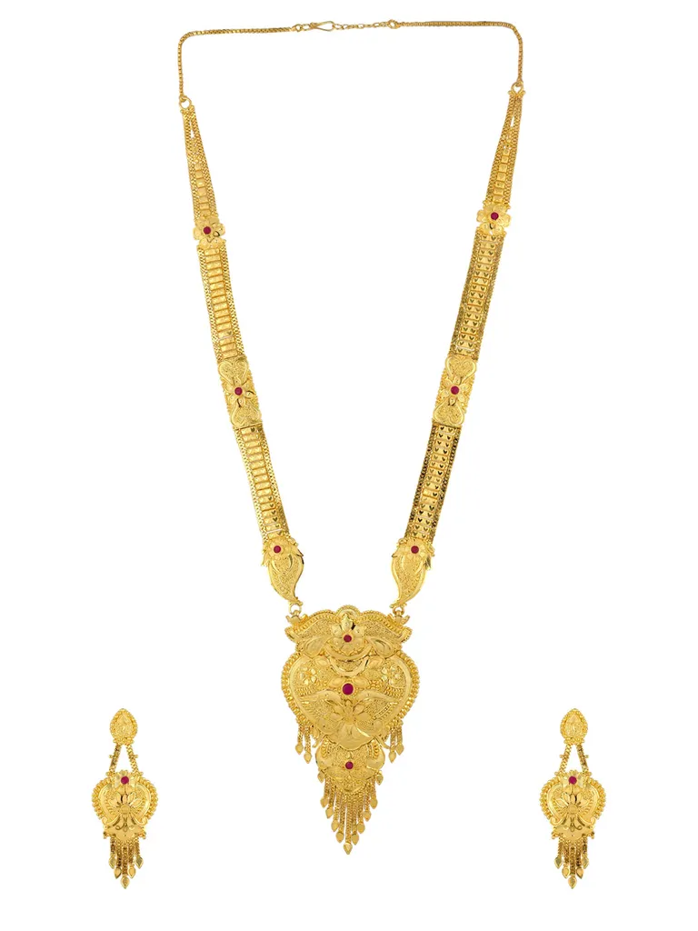 Traditional Forming Gold Long Necklace Set - A1123
