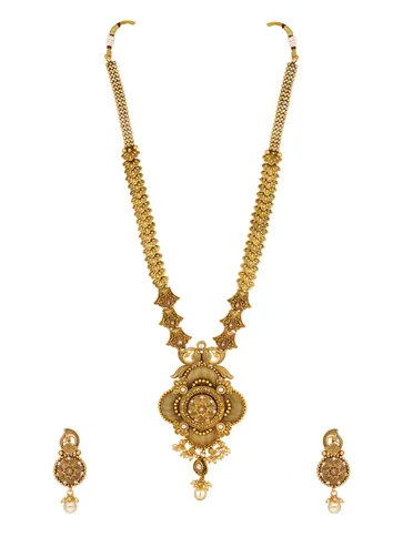 Antique Long Necklace Set in Rajwadi finish - C9166