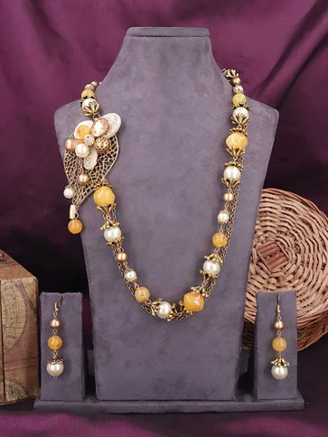 Western Long Necklace Set in Gold finish - 602