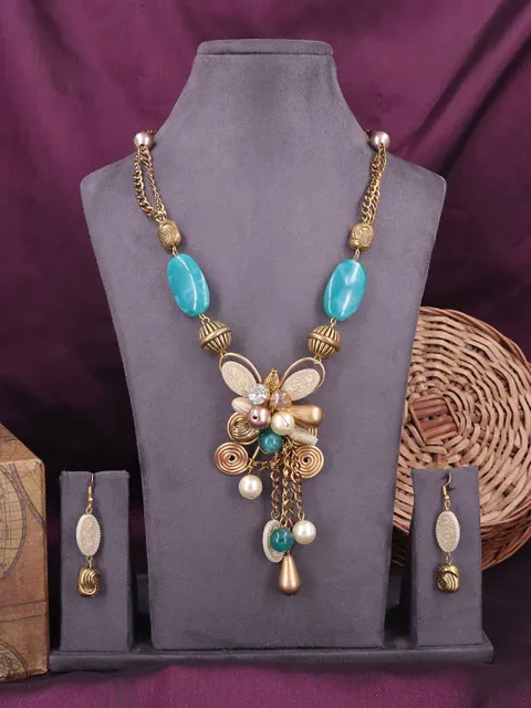 Western Long Necklace Set in Gold finish - 608