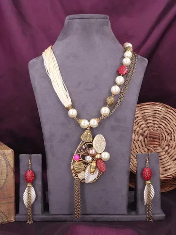Western Long Necklace Set in Gold finish - 609