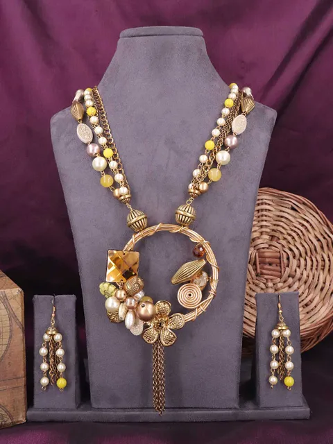 Western Long Necklace Set in Gold finish - 613