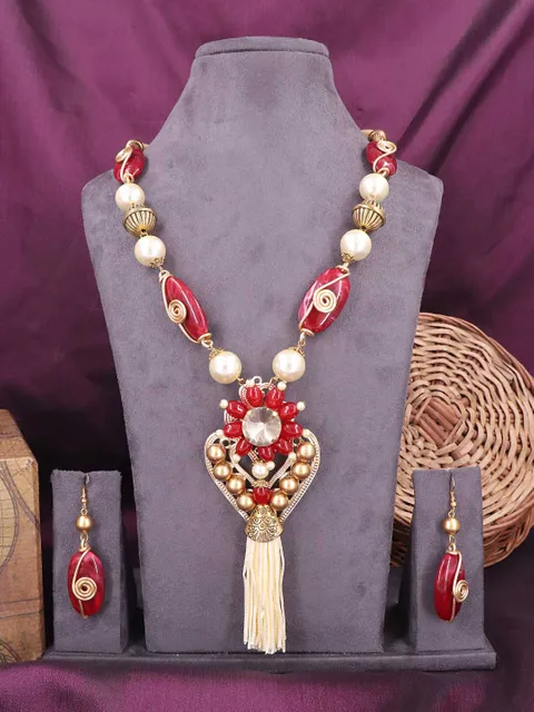 Western Long Necklace Set in Gold finish - 611