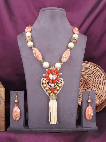 Western Long Necklace Set in Gold finish - 611