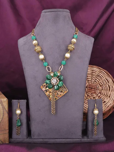 Western Long Necklace Set in Gold finish - 615