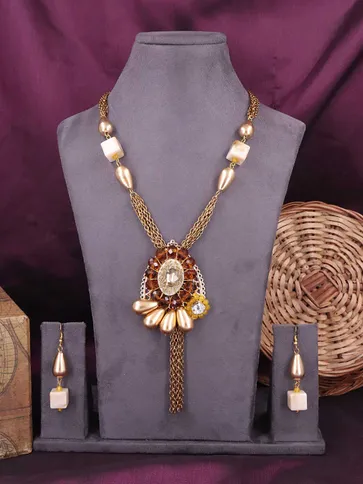 Western Long Necklace Set in Gold finish - 623