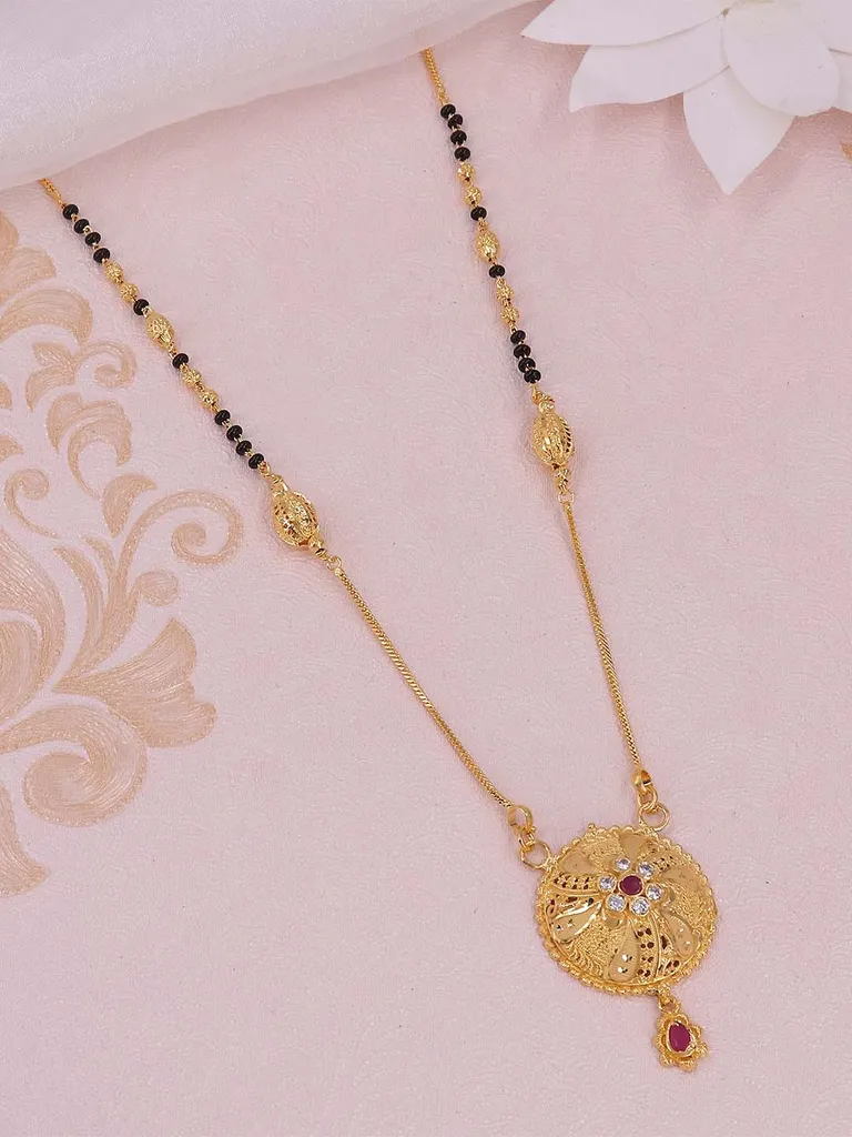 Traditional Forming Gold Mangalsutra in Ruby color - A4299