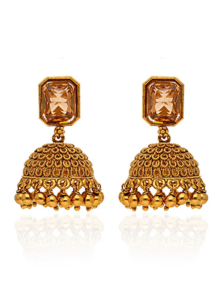 Antique Jhumka Earrings in Gold finish - ULA428