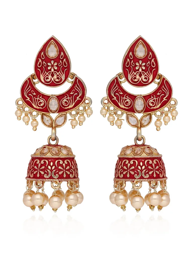 Meenakari Jhumka Earrings in Gold finish - CNB41241