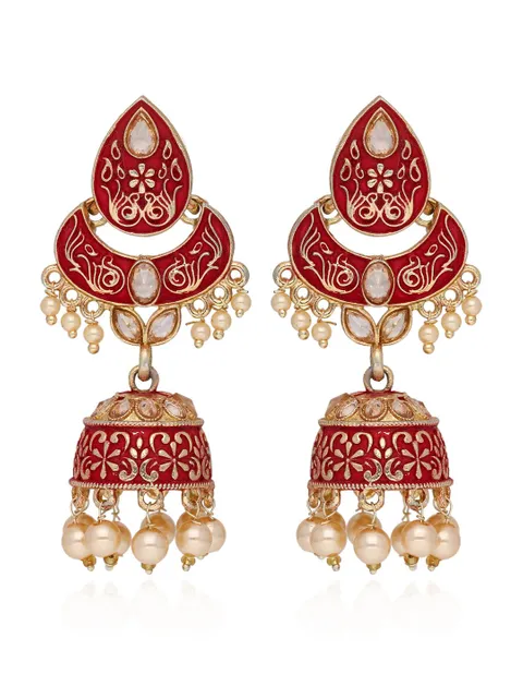 Meenakari Jhumka Earrings in Gold finish - CNB41241