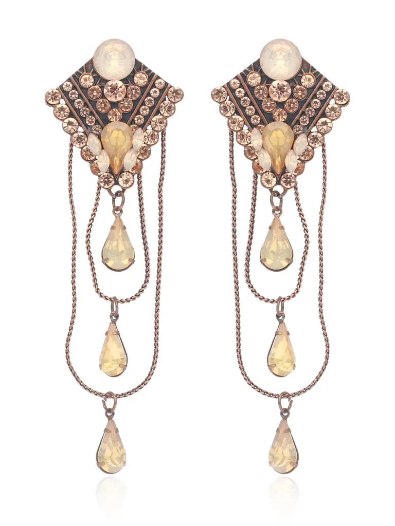 Western Long Earrings in Rose Gold finish - CNB41142