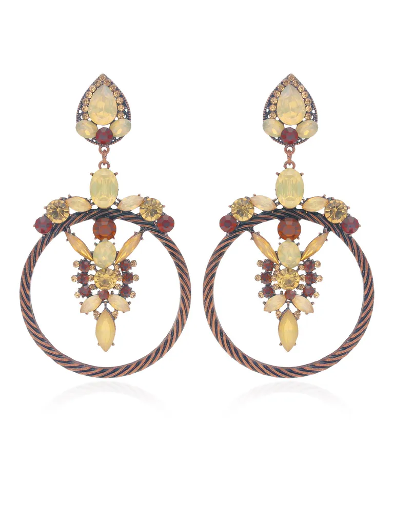 Western Long Earrings in Rose Gold finish - CNB41152