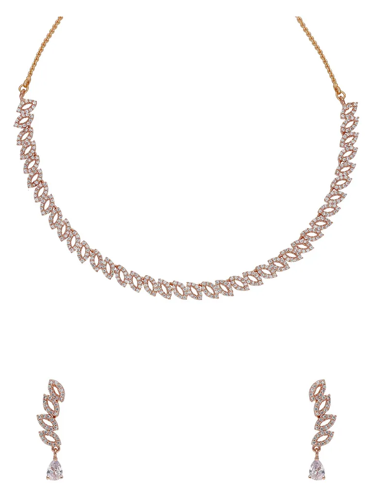 AD / CZ Necklace Set in Rose Gold finish - SKH399