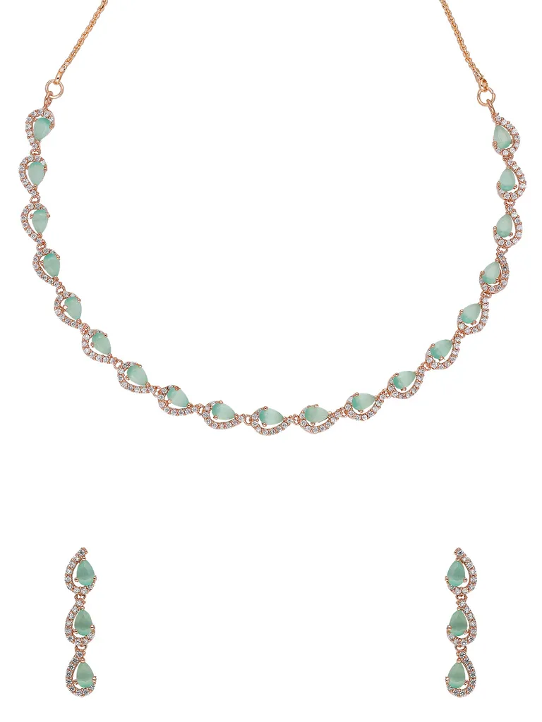 AD / CZ Necklace Set in Rose Gold finish - SKH401