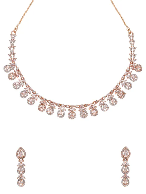 AD / CZ Necklace Set in Rose Gold finish - SKH407