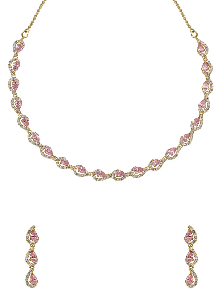 AD / CZ Necklace Set in Gold finish - SKH403