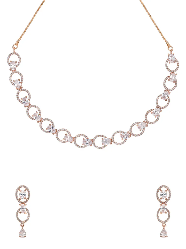 AD / CZ Necklace Set in Rose Gold finish - SKH409