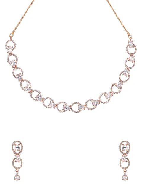 AD / CZ Necklace Set in Rose Gold finish - SKH409