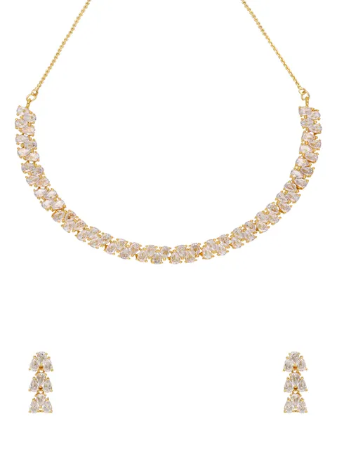 AD / CZ Necklace Set in Gold finish - SKH411