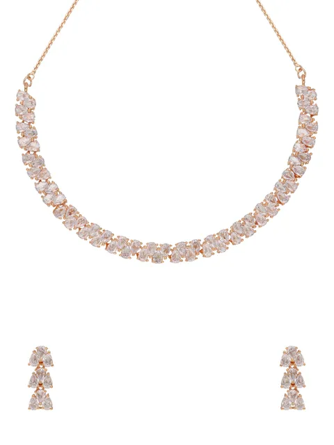 AD / CZ Necklace Set in Rose Gold finish - SKH413