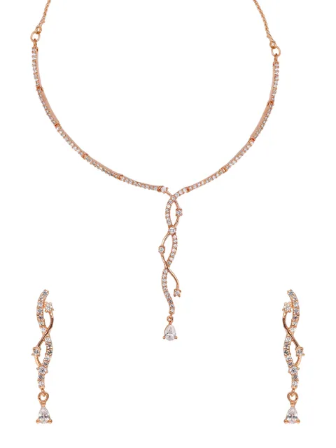 AD / CZ Necklace Set in Rose Gold finish - SKH430