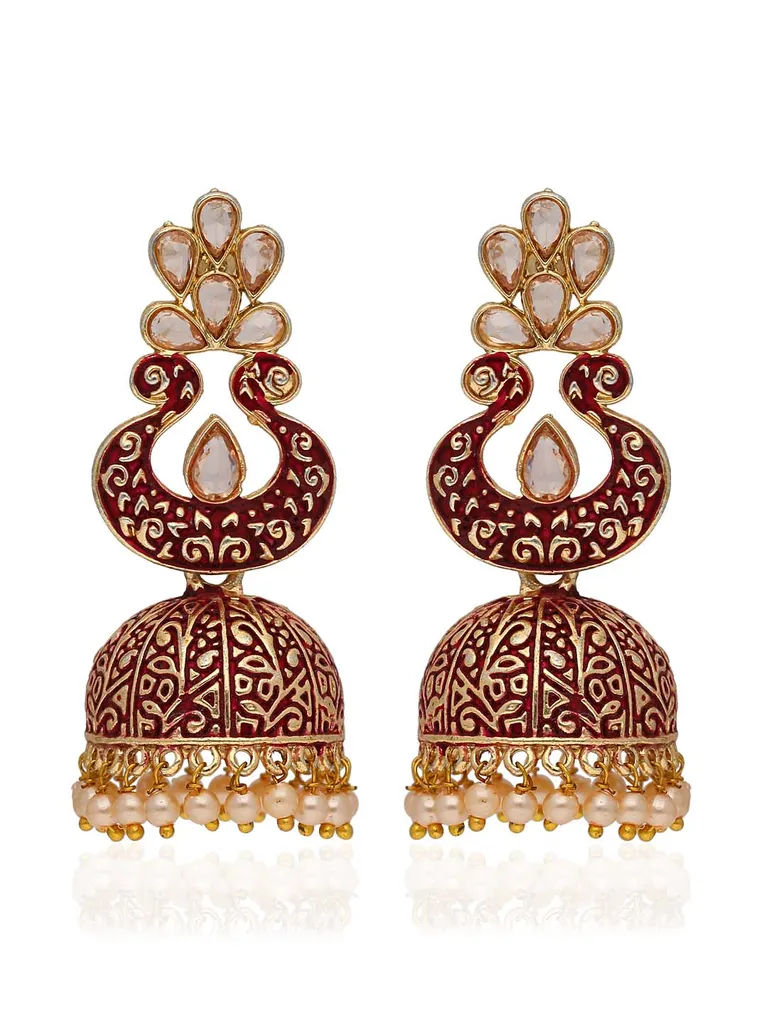 Meenakari Jhumka Earrings in Gold finish - CNB41257