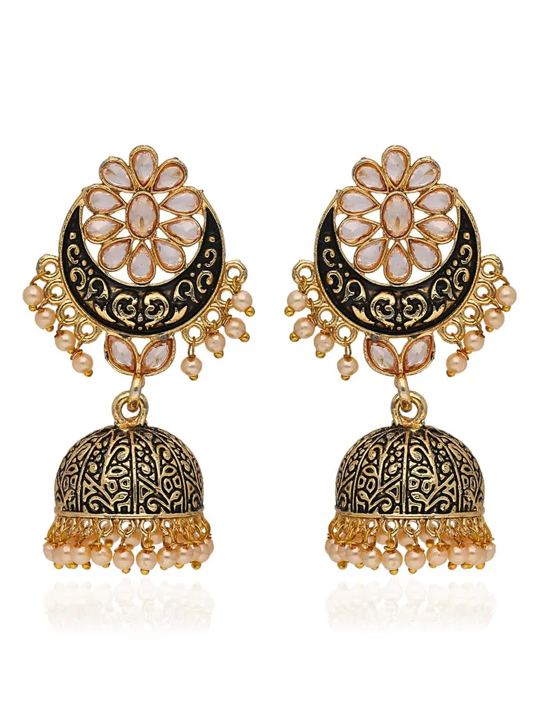 Meenakari Jhumka Earrings in Gold finish - CNB41263