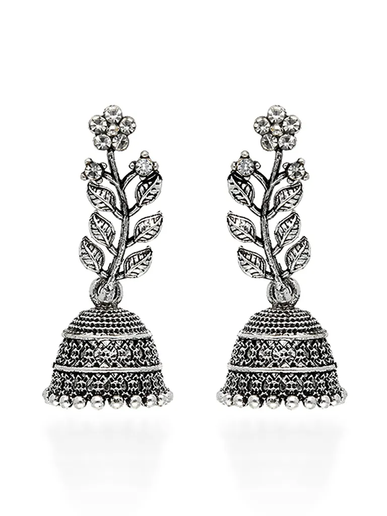 Jhumka Earrings in Oxidised Silver finish - TAH1411