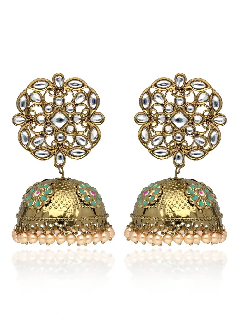 Kundan Jhumka Earrings in Gold finish - CNB41319