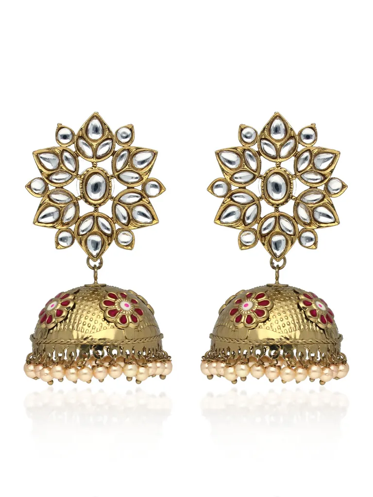 Kundan Jhumka Earrings in Gold finish - CNB41313