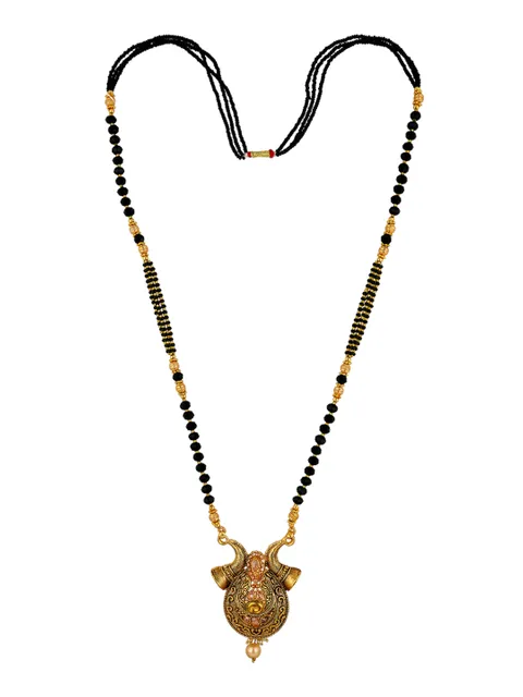 Double Line Mangalsutra in Oxidised Gold finish - MLF3