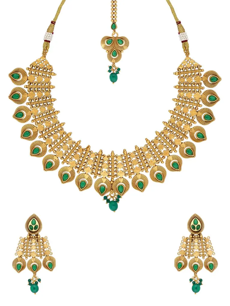 Antique Necklace Set in Rajwadi finish - A3161
