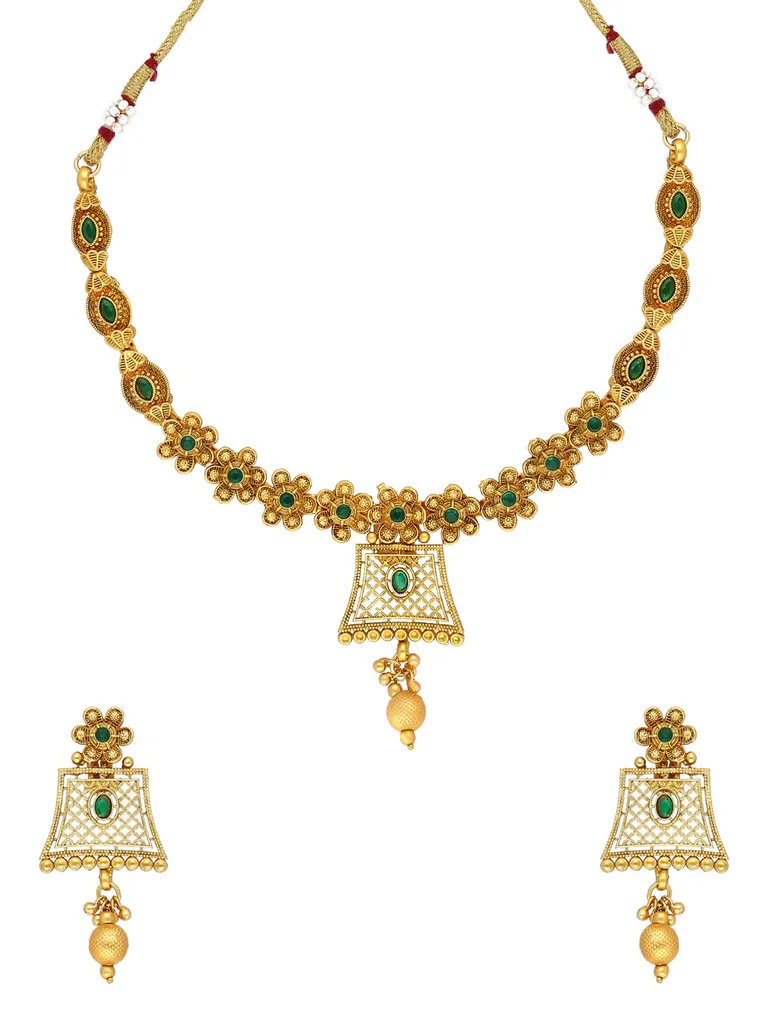 Antique Necklace Set in Rajwadi finish - A3048