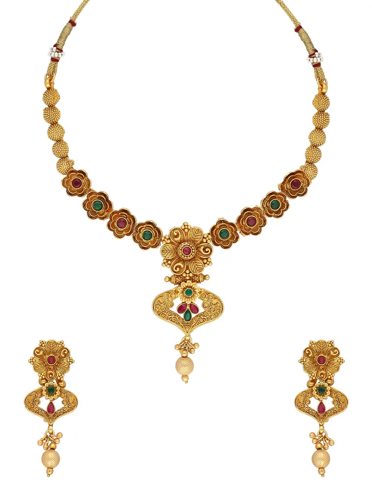 Antique Necklace Set in Rajwadi finish - A3047