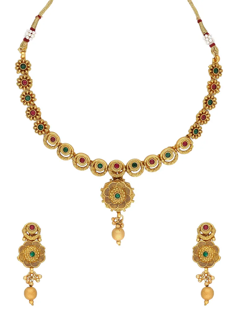 Antique Necklace Set in Rajwadi finish - A3050