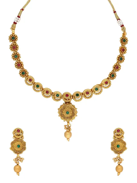 Antique Necklace Set in Rajwadi finish - A3050