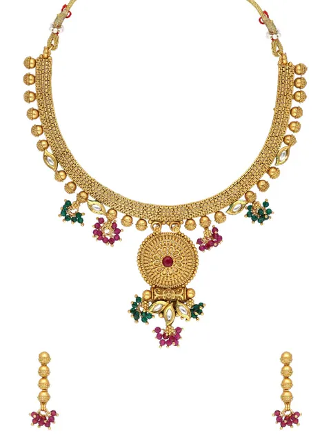 Antique Necklace Set in Rajwadi finish - A3024