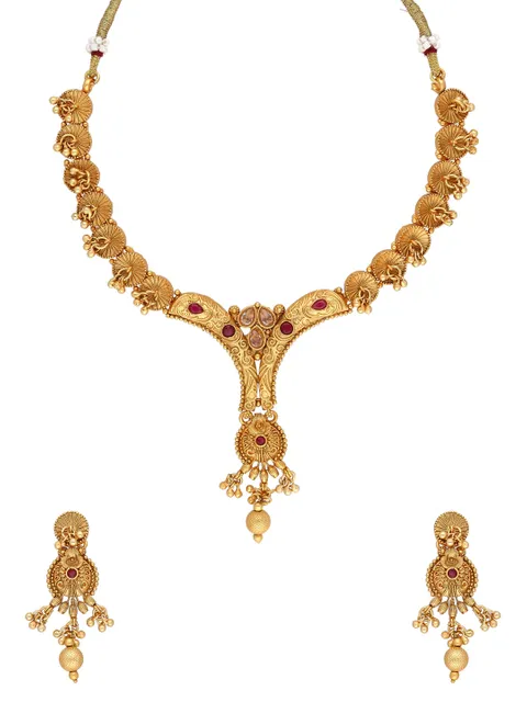 Antique Necklace Set in Rajwadi finish - A3152