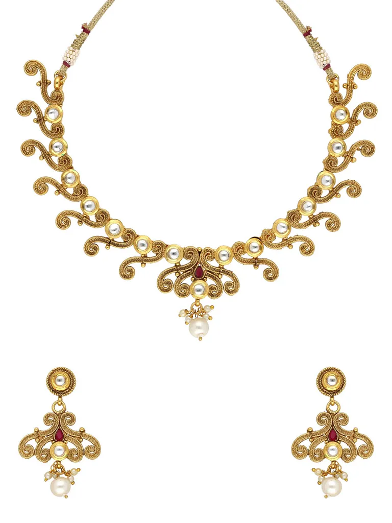 Kundan Necklace Set in Gold finish - A2507