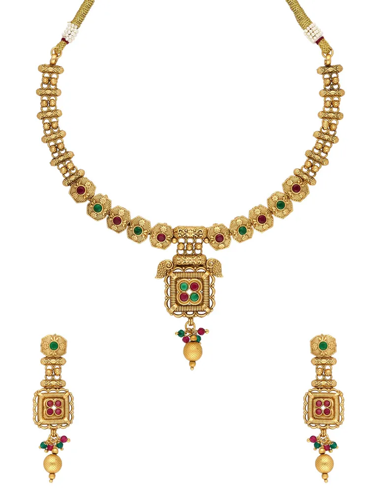 Antique Necklace Set in Rajwadi finish - A3199